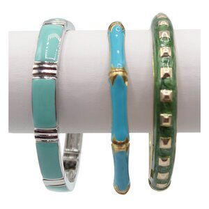 LIA Sophia & Unbranded Enamel Bracelet Set Bangle Stretch Green Blue Clamper